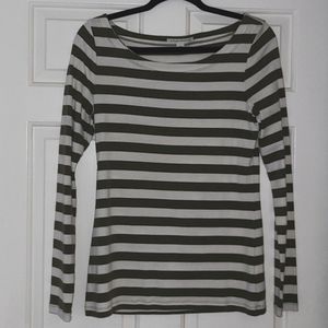 Banana Republic green and white striped long sleeve top